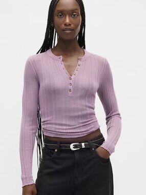 NWT Gap Sheer Rib Henley Sweater